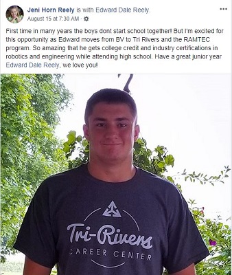 Congratulations to Edward as he starts this school year out in the RAMTEC program!